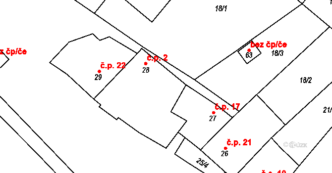 Obectov 2, Bouzov na parcele st. 28 v KÚ Obectov, Katastrální mapa