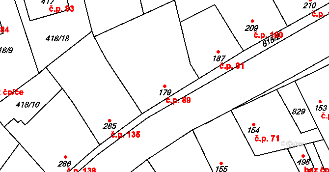 Straškov 89, Straškov-Vodochody na parcele st. 179 v KÚ Straškov, Katastrální mapa