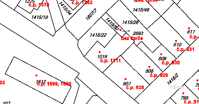 Předměstí 1111, Svitavy na parcele st. 1018 v KÚ Svitavy-předměstí, Katastrální mapa