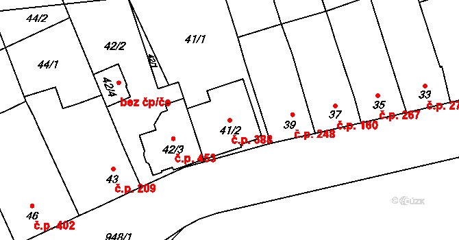 Ladná 388 na parcele st. 41/2 v KÚ Ladná, Katastrální mapa