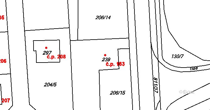 Luby 163, Klatovy na parcele st. 239 v KÚ Luby, Katastrální mapa