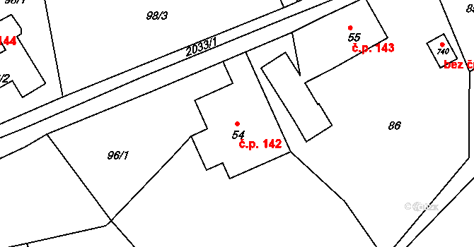Rumburk 3-Dolní Křečany 142, Rumburk na parcele st. 54 v KÚ Dolní Křečany, Katastrální mapa