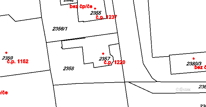 Rumburk 1 1220, Rumburk na parcele st. 2357 v KÚ Rumburk, Katastrální mapa
