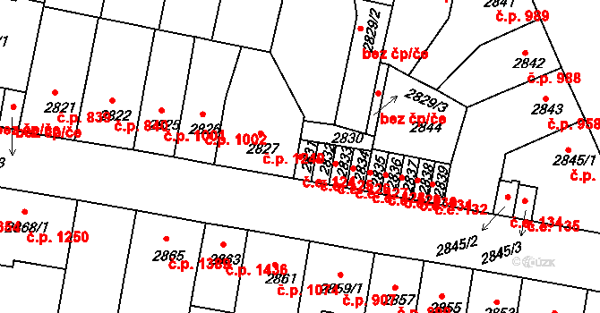 Tábor 124 na parcele st. 2831 v KÚ Tábor, Katastrální mapa