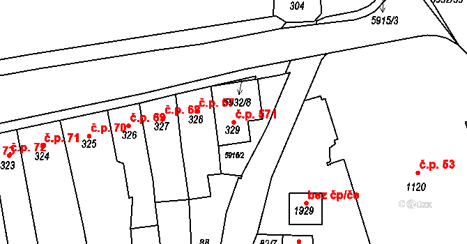 Dolní Předměstí 571, Polička na parcele st. 329 v KÚ Polička, Katastrální mapa