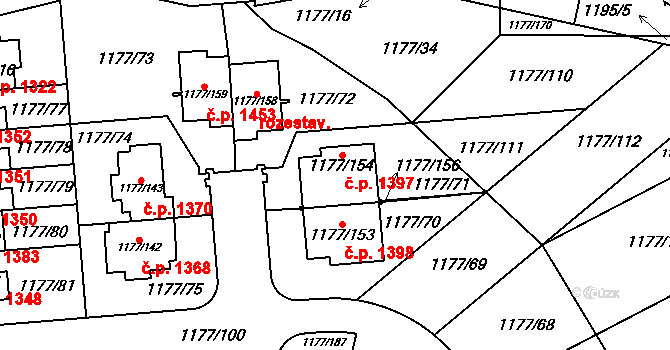 Stodůlky 1397, Praha na parcele st. 1177/154 v KÚ Stodůlky, Katastrální mapa