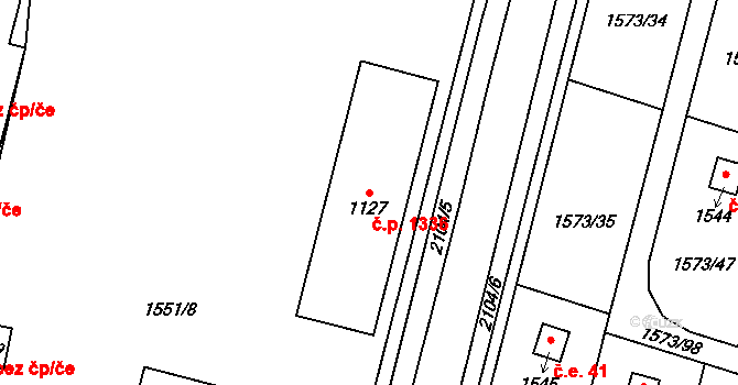 Třebechovice pod Orebem 1336 na parcele st. 1127 v KÚ Třebechovice pod Orebem, Katastrální mapa