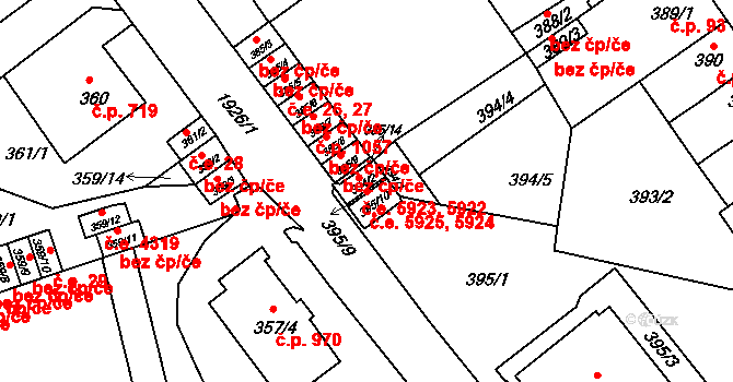 Klíše 5924,5925, Ústí nad Labem na parcele st. 395/10 v KÚ Klíše, Katastrální mapa
