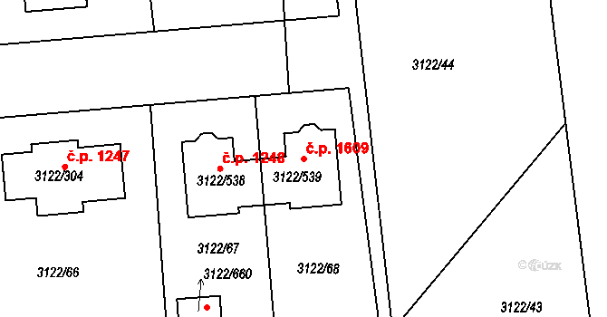 Pohořelice 1609 na parcele st. 3122/539 v KÚ Pohořelice nad Jihlavou, Katastrální mapa