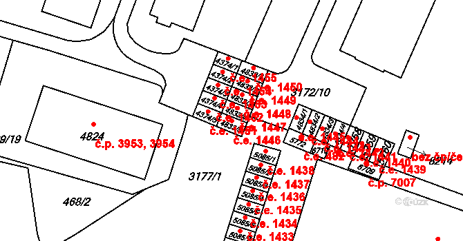 Zlín 1446 na parcele st. 4833/5 v KÚ Zlín, Katastrální mapa