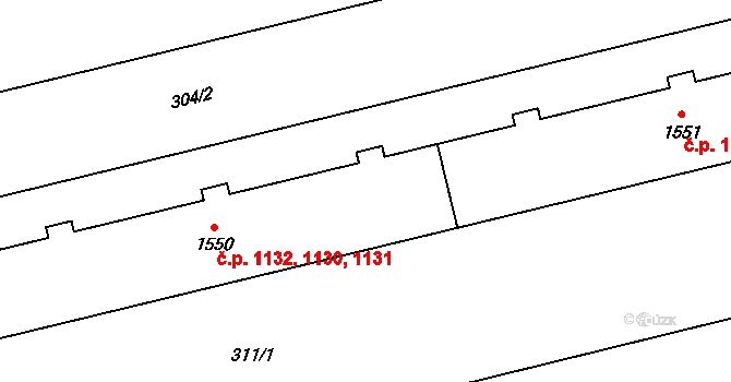 Hrabůvka 1130,1131,1132, Ostrava na parcele st. 1550 v KÚ Hrabůvka, Katastrální mapa