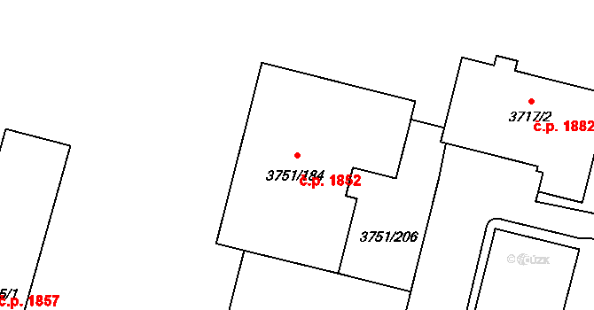 Poruba 1852, Ostrava na parcele st. 3751/184 v KÚ Poruba-sever, Katastrální mapa