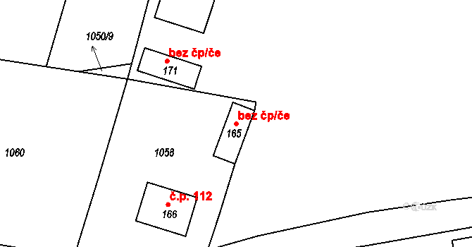 Mrtník 39641597 na parcele st. 165 v KÚ Mrtník, Katastrální mapa