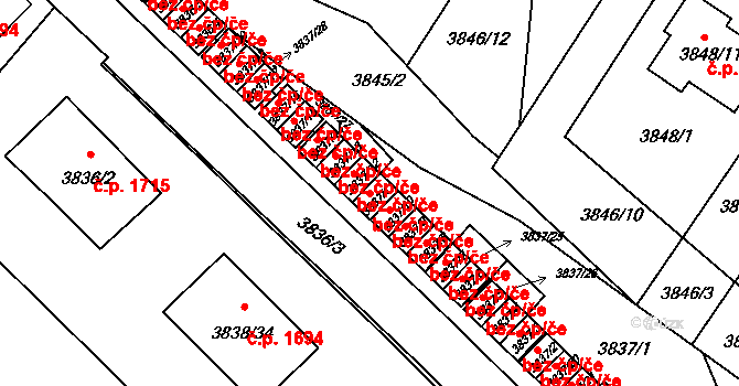 Velké Meziříčí 40722597 na parcele st. 3837/11 v KÚ Velké Meziříčí, Katastrální mapa
