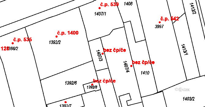 Holešov 41063597 na parcele st. 1407/3 v KÚ Holešov, Katastrální mapa