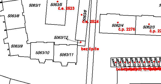 Plzeň 41480597 na parcele st. 5063/12 v KÚ Plzeň, Katastrální mapa