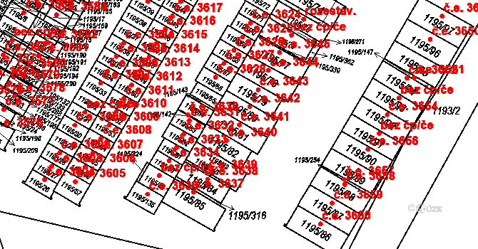 Prostřední Suchá 3641, Havířov na parcele st. 1195/81 v KÚ Prostřední Suchá, Katastrální mapa