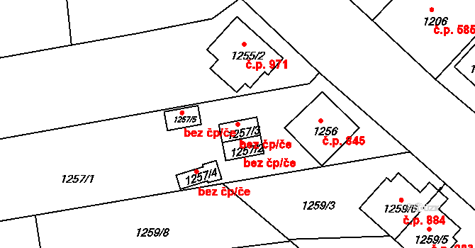 Štramberk 42290597 na parcele st. 1257/3 v KÚ Štramberk, Katastrální mapa