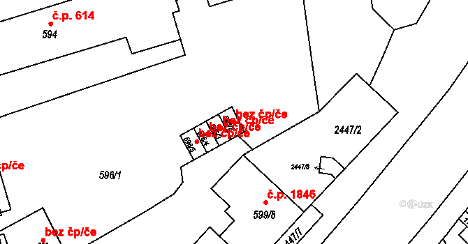 Karviná 43922597 na parcele st. 596/2 v KÚ Karviná-město, Katastrální mapa