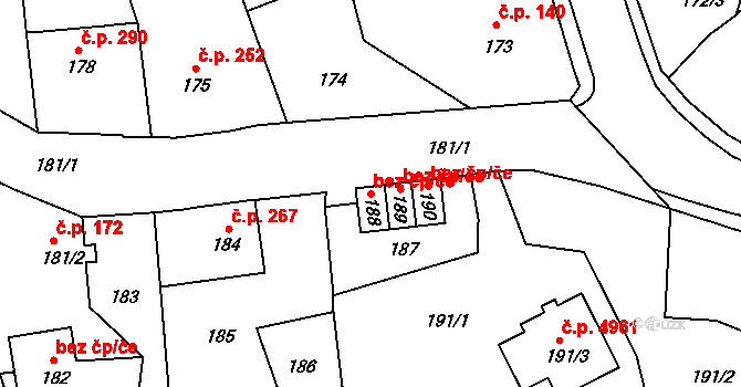 Jablonec nad Nisou 44199597 na parcele st. 188 v KÚ Vrkoslavice, Katastrální mapa