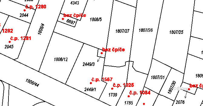 Písek 46236597 na parcele st. 2449/3 v KÚ Písek, Katastrální mapa