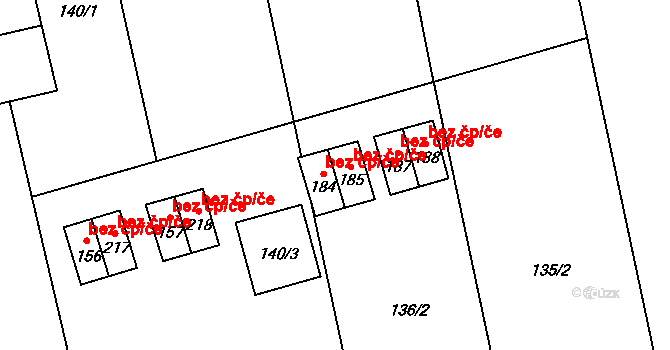 Hranice 47845597 na parcele st. 185 v KÚ Slavíč, Katastrální mapa