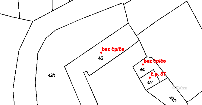 Ježovy 48435597 na parcele st. 4/3 v KÚ Trnčí, Katastrální mapa