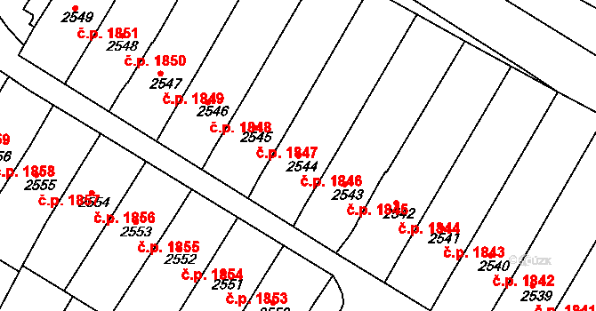 Uherský Brod 1846 na parcele st. 2544 v KÚ Uherský Brod, Katastrální mapa