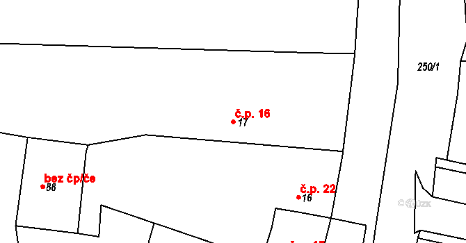 Chanov 16, Obrnice na parcele st. 17 v KÚ Chanov, Katastrální mapa