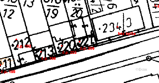 Bernartice 206 na parcele st. 221 v KÚ Bernartice u Milevska, Katastrální mapa