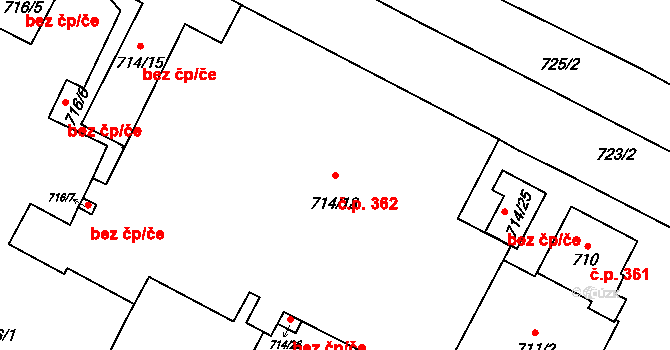 Český Těšín 362 na parcele st. 714/18 v KÚ Český Těšín, Katastrální mapa