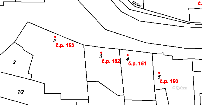 Zvole 152 na parcele st. 3831 v KÚ Zvole u Zábřeha, Katastrální mapa
