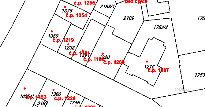 Slaný 1208 na parcele st. 1320 v KÚ Slaný, Katastrální mapa