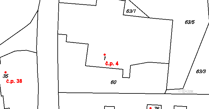 Skrýchov u Opařan 4, Opařany na parcele st. 1/1 v KÚ Skrýchov u Opařan, Katastrální mapa