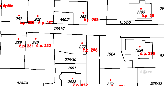 Holýšov 268 na parcele st. 277 v KÚ Holýšov, Katastrální mapa