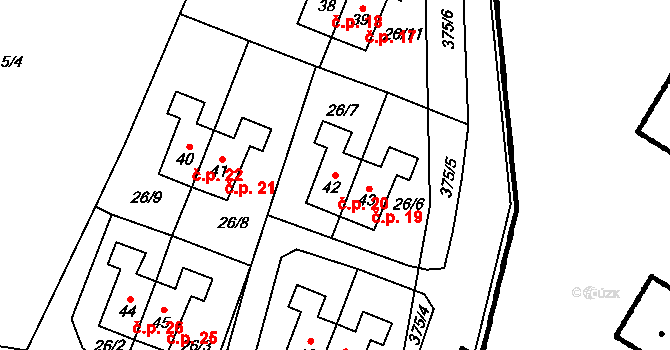 Krukanice 20, Pernarec na parcele st. 42 v KÚ Krukanice, Katastrální mapa