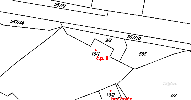 Chlumská 8, Ježovy na parcele st. 10/1 v KÚ Chlumská, Katastrální mapa
