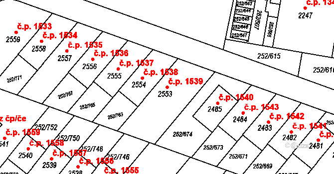 Rosice 1539 na parcele st. 2553 v KÚ Rosice u Brna, Katastrální mapa