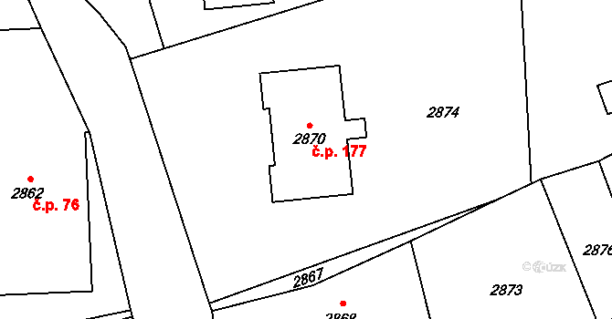 Bravantice 177 na parcele st. 2870 v KÚ Bravantice, Katastrální mapa
