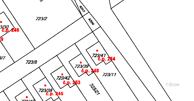 Přerov IV-Kozlovice 254, Přerov na parcele st. 723/41 v KÚ Kozlovice u Přerova, Katastrální mapa