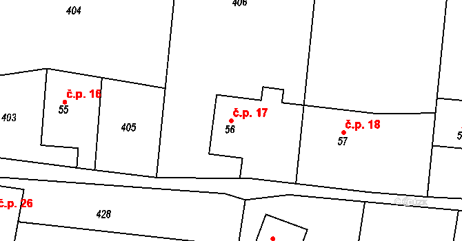 Řečice 17, Zábřezí-Řečice na parcele st. 56 v KÚ Zábřezí, Katastrální mapa