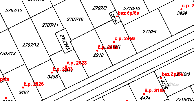 Kroměříž 2522 na parcele st. 2918 v KÚ Kroměříž, Katastrální mapa