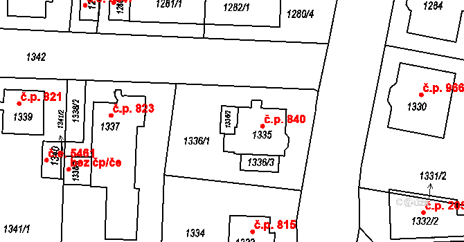 Kadaň 104871598 na parcele st. 1336/2 v KÚ Kadaň, Katastrální mapa