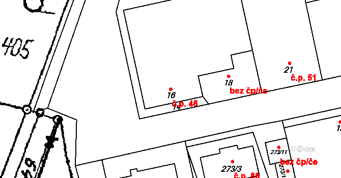 Bezkov 46 na parcele st. 16 v KÚ Bezkov, Katastrální mapa