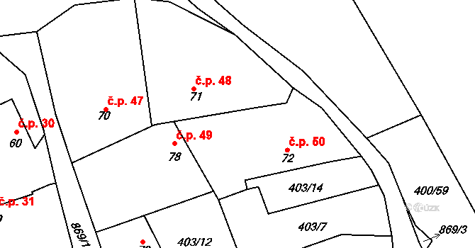 Hodkov 48, Zbraslavice na parcele st. 71 v KÚ Hodkov, Katastrální mapa