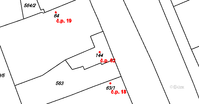 Klipec 62, Pňov-Předhradí na parcele st. 144 v KÚ Klipec, Katastrální mapa