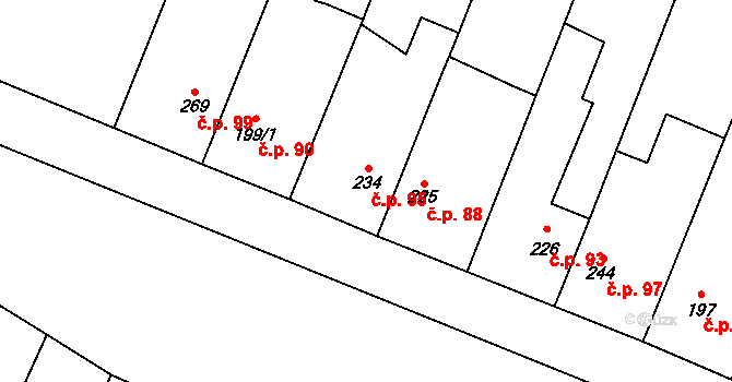 Střížov 95, Drahanovice na parcele st. 234 v KÚ Ludéřov, Katastrální mapa