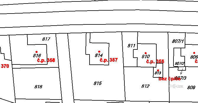 Jilemnice 357 na parcele st. 814 v KÚ Jilemnice, Katastrální mapa