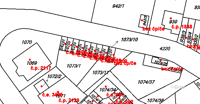 Ústí nad Labem-centrum 1008, Ústí nad Labem na parcele st. 1073/8 v KÚ Ústí nad Labem, Katastrální mapa