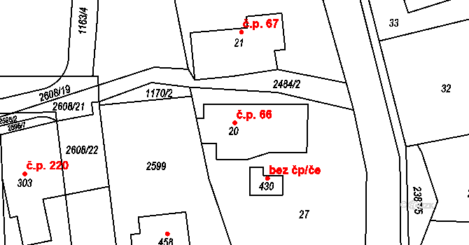 Hnátnice 66 na parcele st. 20 v KÚ Hnátnice, Katastrální mapa